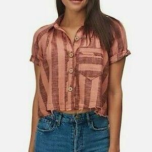 Free People | We The Free - Away At Sea Striped Linen Blend Top